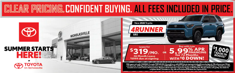 Clear Pricing 4Runner | Toyota on Nicholasville