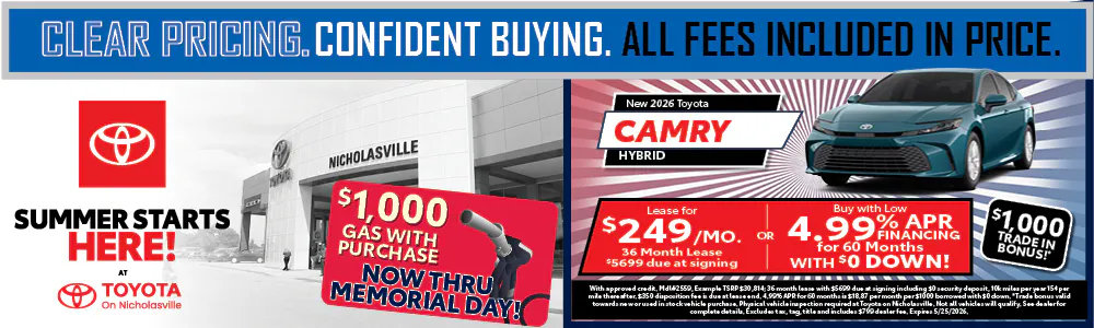 Clear Pricing Camry | Toyota on Nicholasville