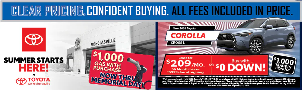 Clear Pricing Corolla Cross | Toyota on Nicholasville