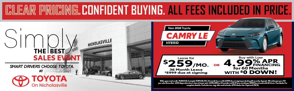 Clear Pricing Camry | Toyota on Nicholasville