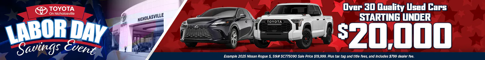 Over 30 Quality Used Cars Starting Under $20,000 | Toyota on Nicholasville