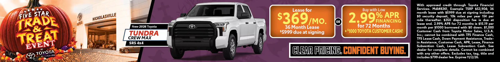 2026 Tundra CREW MAX SR5 4×4 (Trade and Treat)