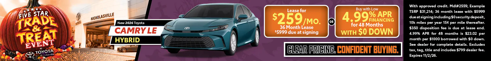 2026 Camry LE Hybrid (Trade and Treat)