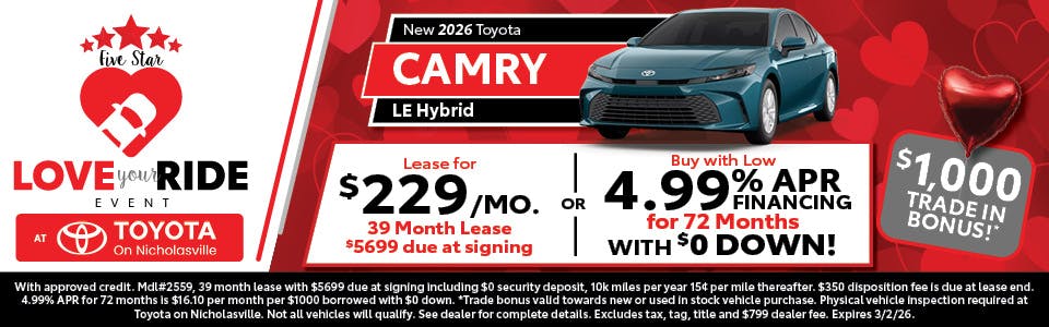 2026 Toyota Camry Lease & APR Offer | Toyota on Nicholasville
