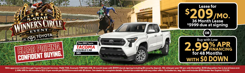 Tacoma Double Cab SR5 — Lease $209/mo or 2.99% APR/48mo with $0 Down | Toyota on Nicholasville