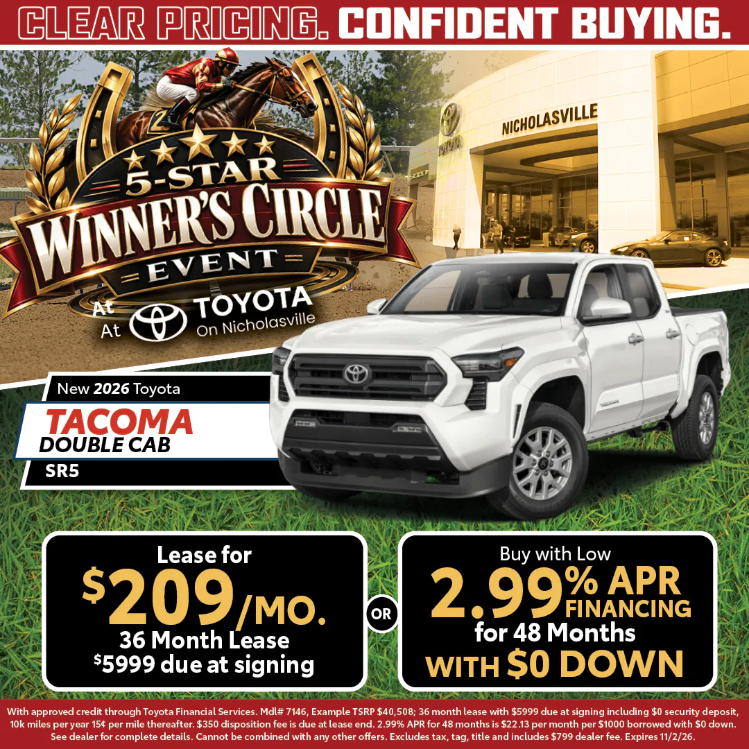 Tacoma Double Cab SR5 — Lease $209/mo or 2.99% APR/48mo with $0 Down | Toyota on Nicholasville