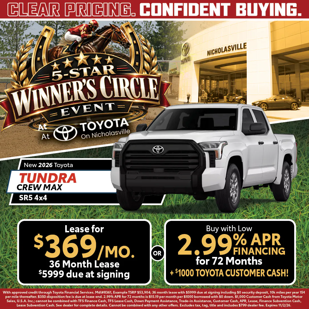 Tundra CrewMax SR5 4×4 — Lease $369/mo or 2.99% APR/72mo + $1,000 Toyota Customer Cash | Toyota on Nicholasville