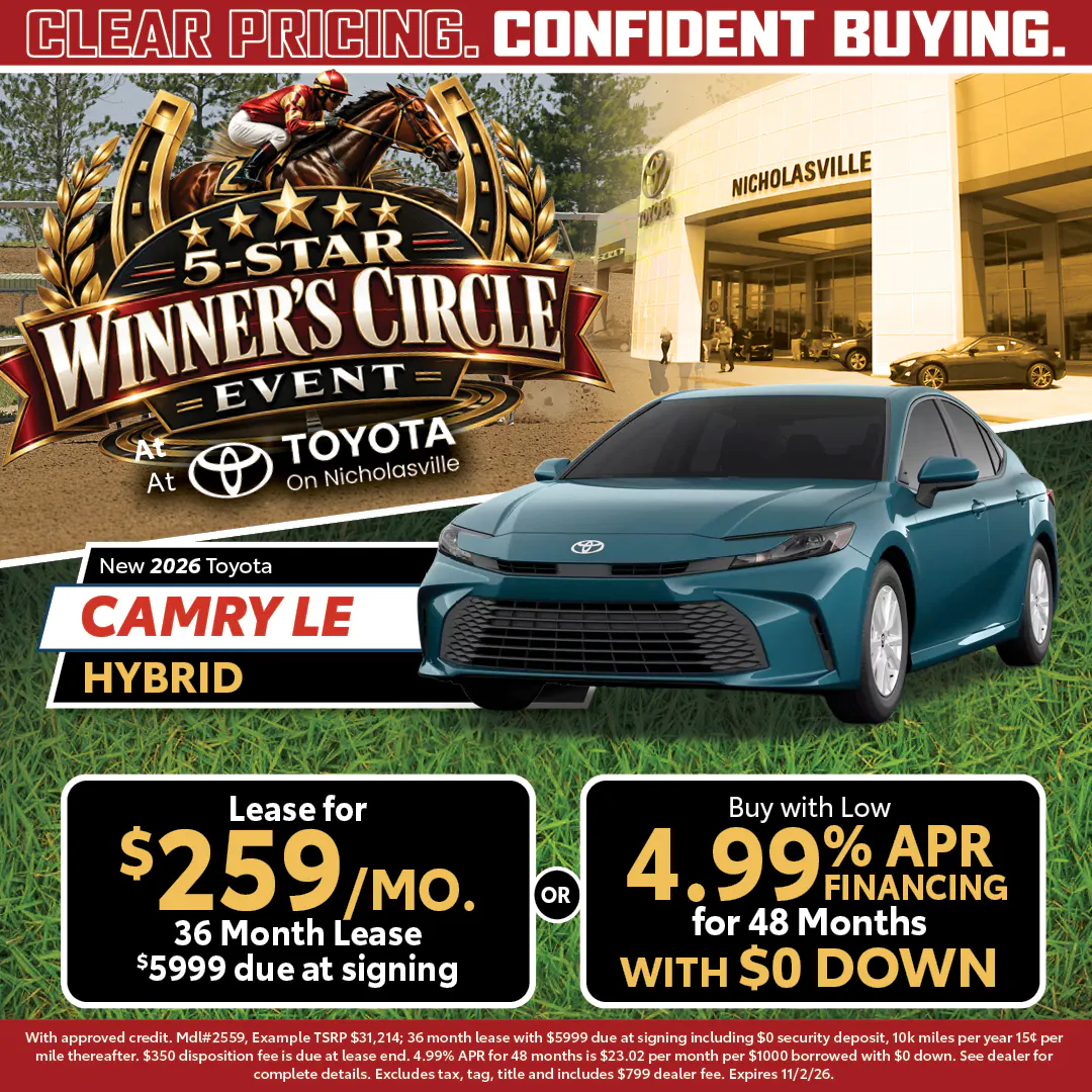 Camry LE Hybrid — Lease $259/mo or 4.99% APR/48mo with $0 Down | Toyota on Nicholasville