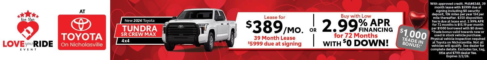 2026 Toyota Tundra Lease & APR Offer