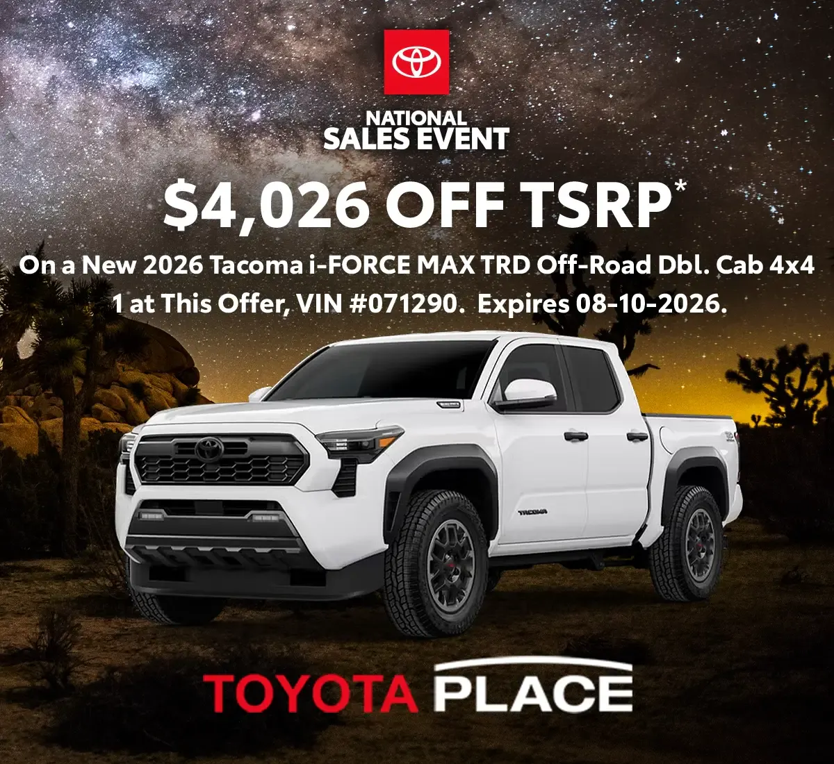 2026 Toyota Tacoma i-FORCE MAX TRD Off-Road Double Cab 4×4 | Toyota Place