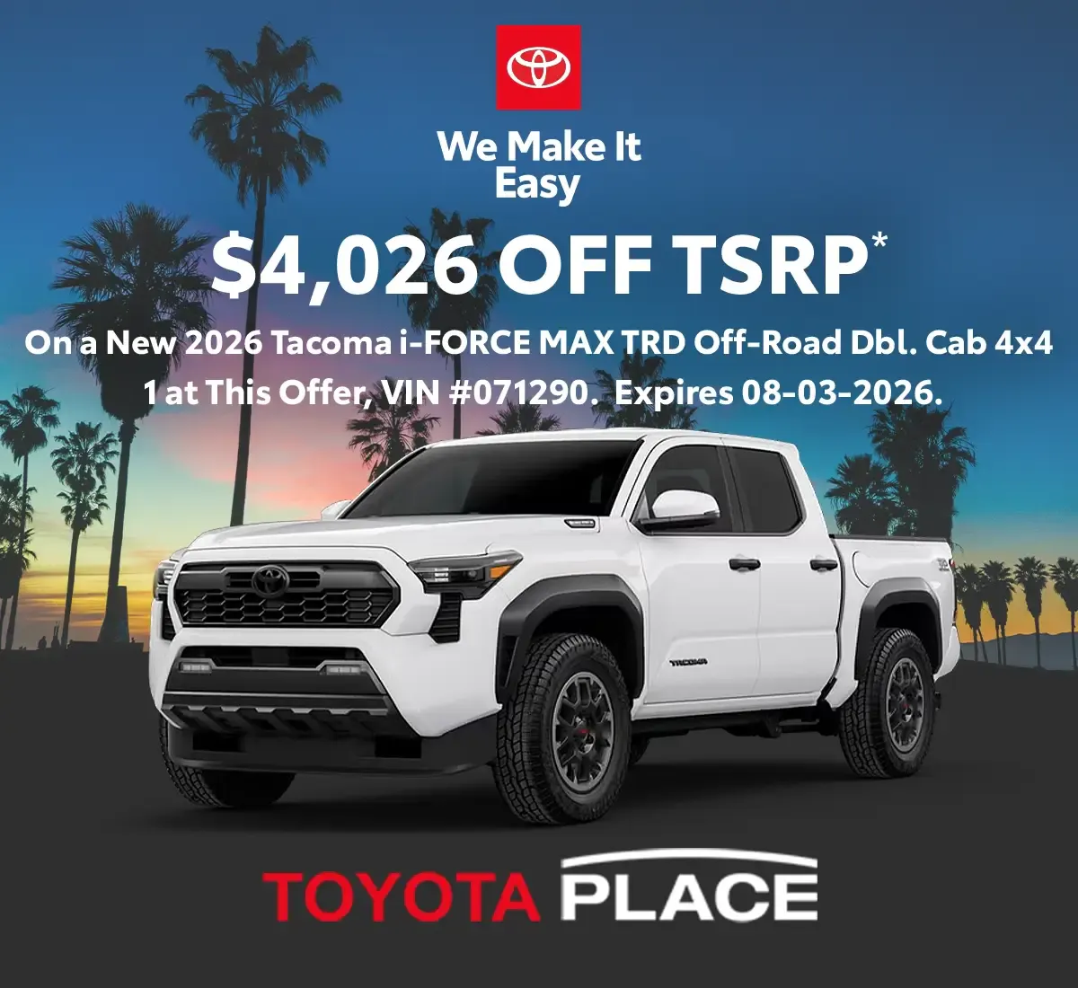 2026 Toyota Tacoma i-FORCE MAX TRD Off-Road Double Cab 4×4 | Toyota Place