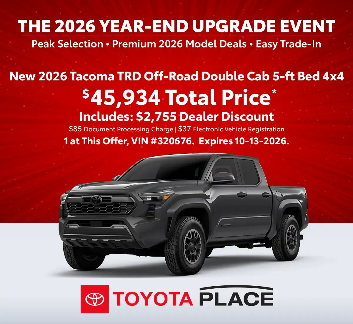 New 2026 Tacoma TRD Off-Road Double Cab 5-ft Bed 4×4 | Toyota Place