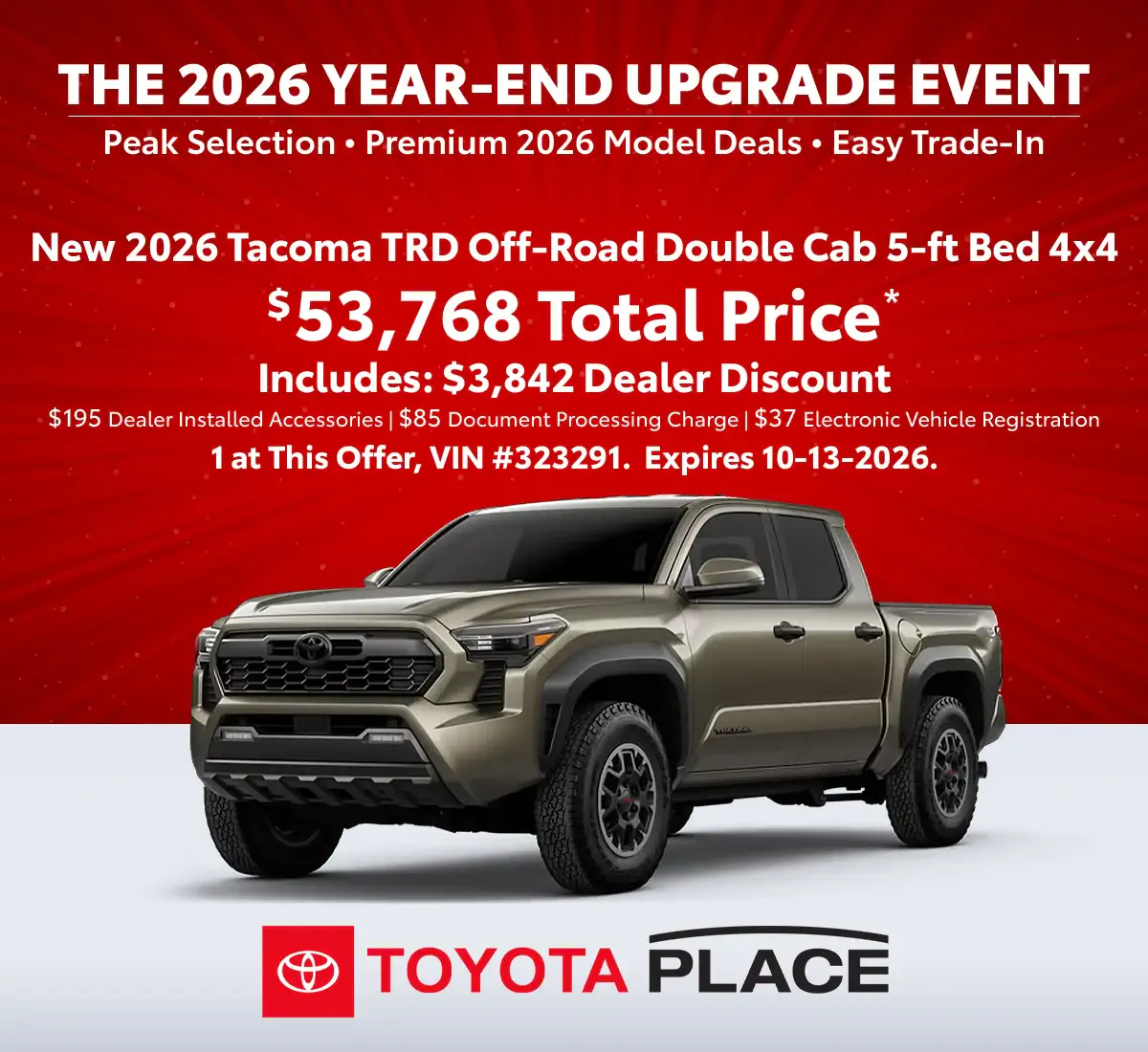 New 2026 Tacoma TRD Off-Road Double Cab 5-ft Bed 4×4 | Toyota Place