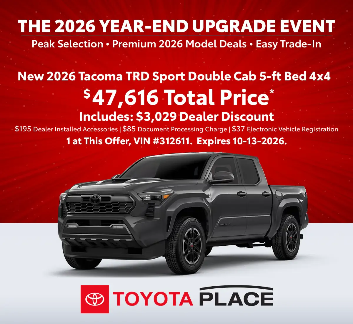 New 2026 Tacoma TRD Sport Double Cab 5-ft Bed 4×4 | Toyota Place