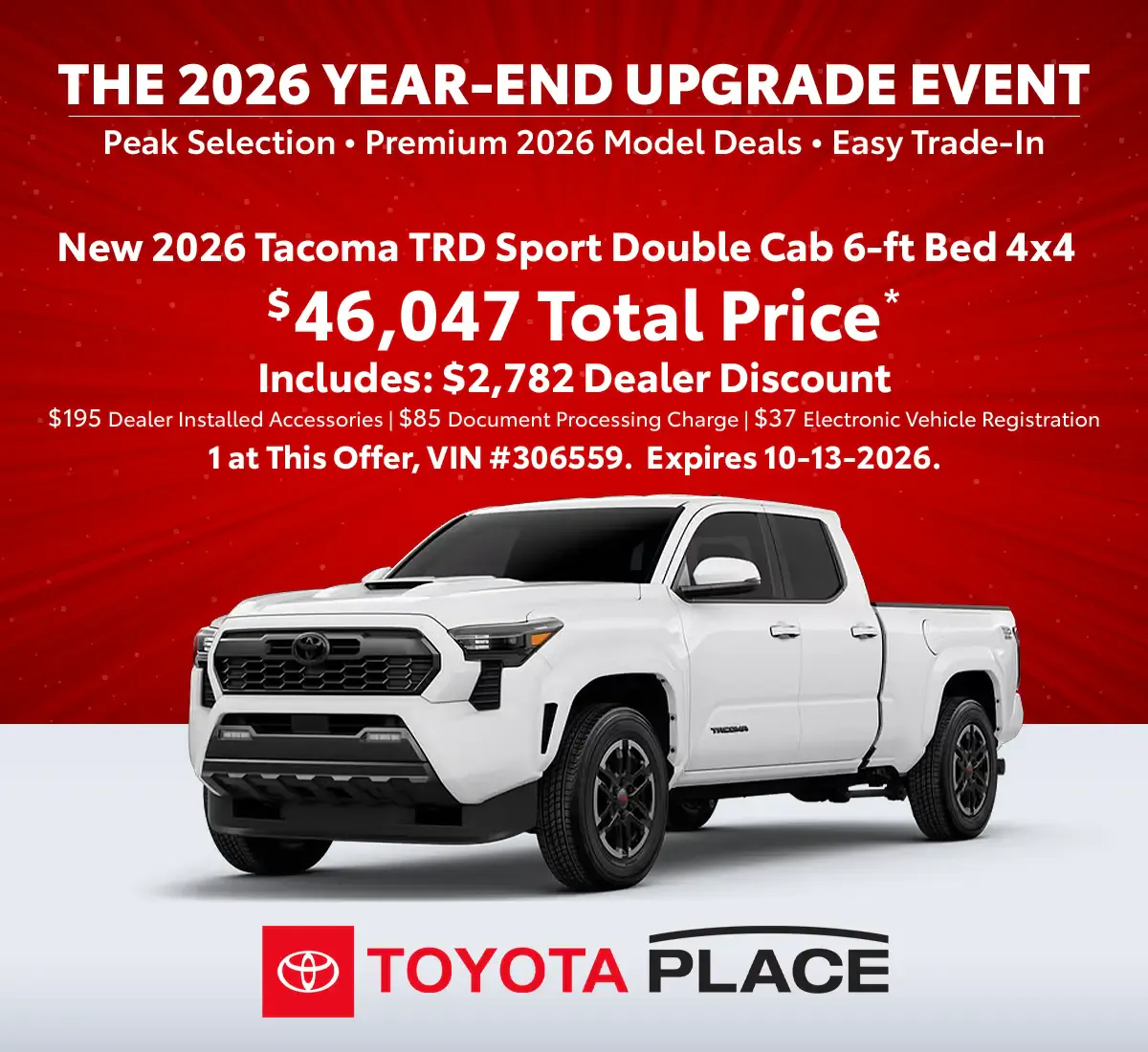 New 2026 Tacoma TRD Sport Double Cab 6-ft Bed 4×4 | Toyota Place