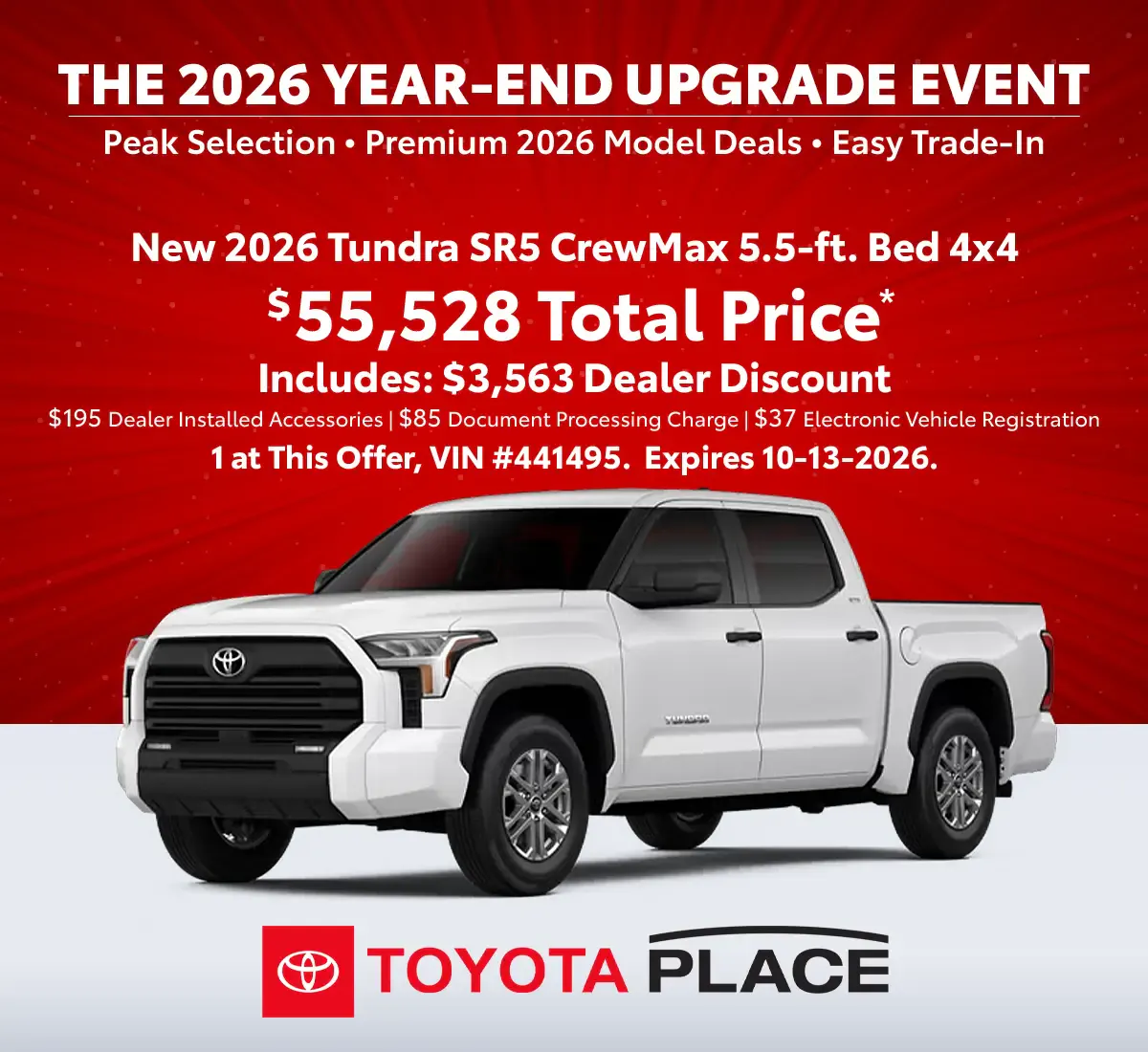 New 2026 Tundra SR5 CrewMax 5.5-ft. Bed 4×4 | Toyota Place