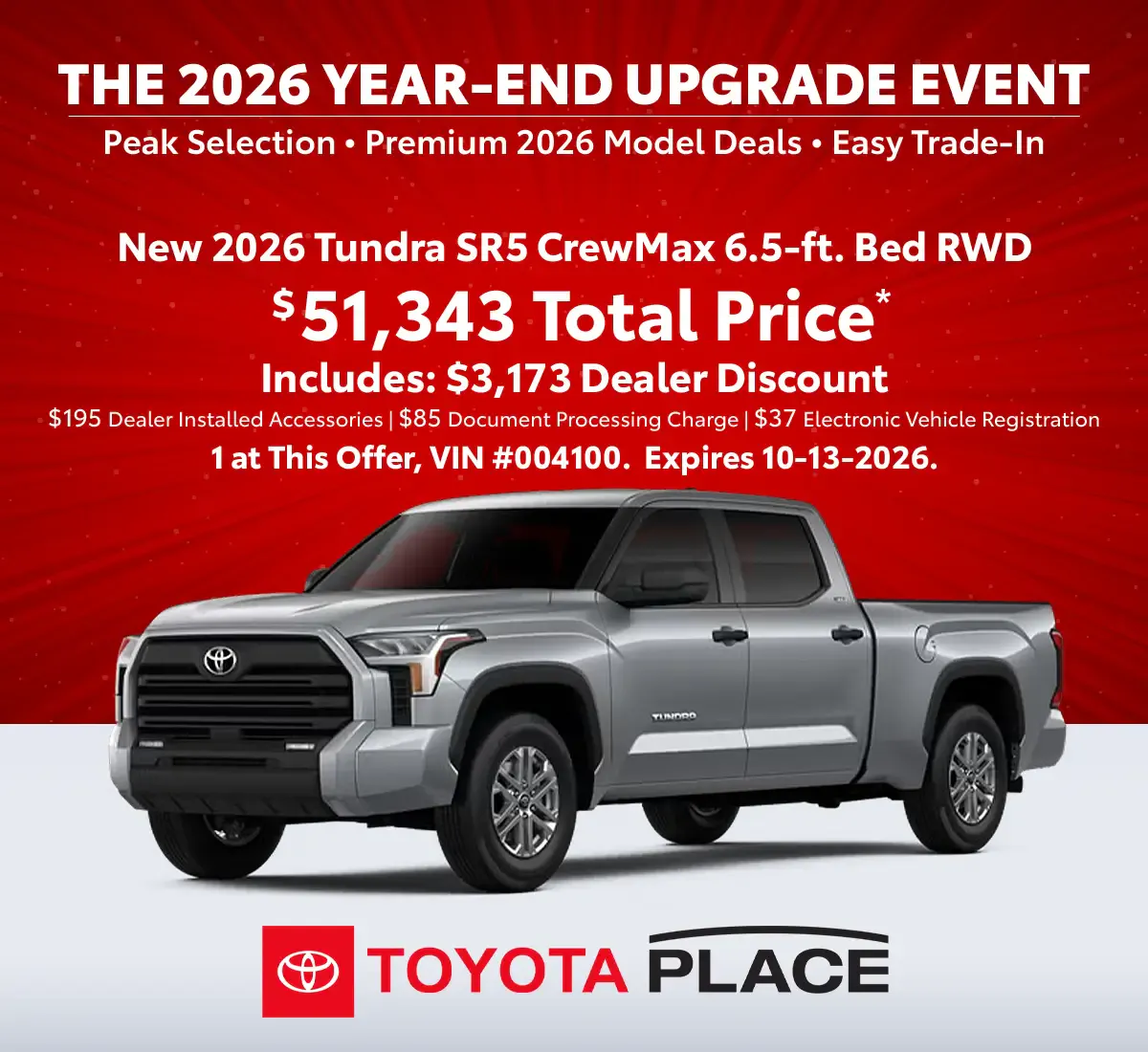New 2026 Tundra SR5 CrewMax 6.5-ft. Bed RWD | Toyota Place