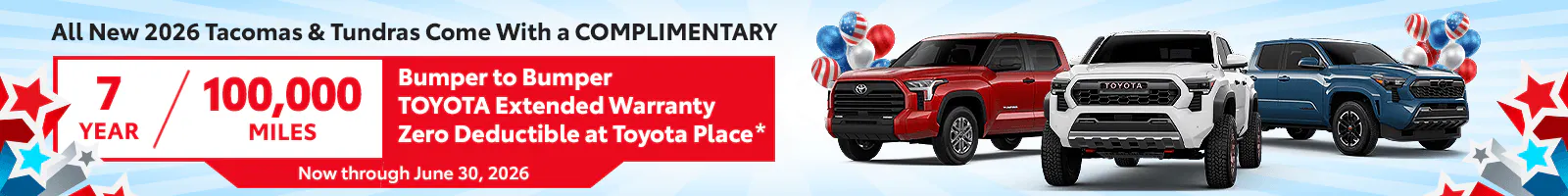 7 Year 100,000 Miles Toyota Extended Warranty – Tacoma – Tundra