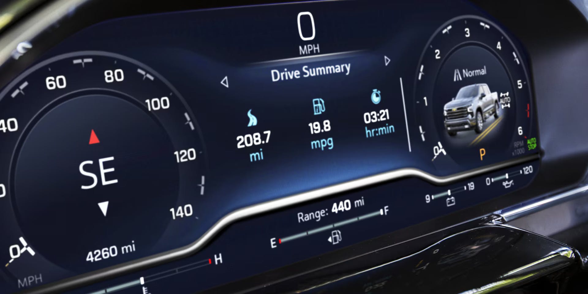 Advanced digital cluster display in a silverado 1500