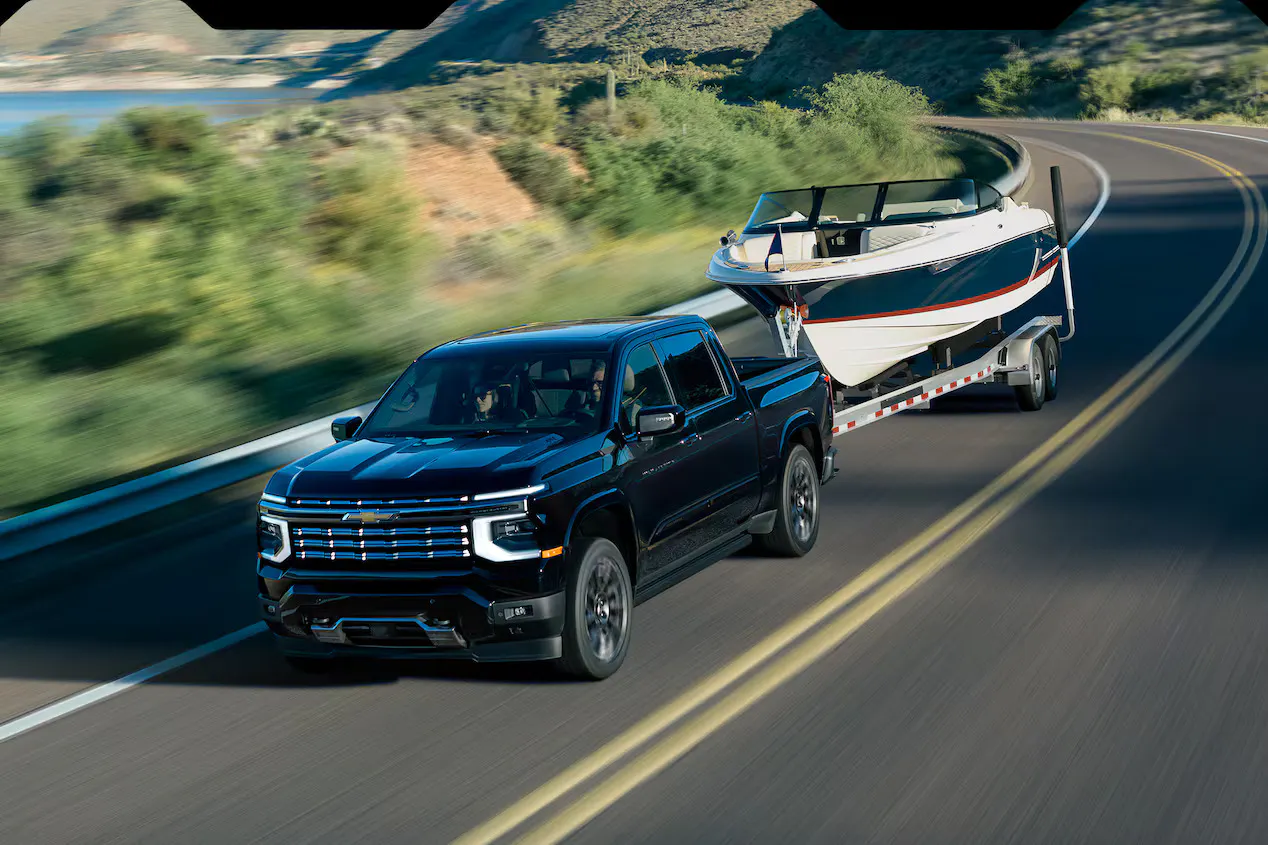 The 2027 Chevrolet Silverado Hauling a boat
