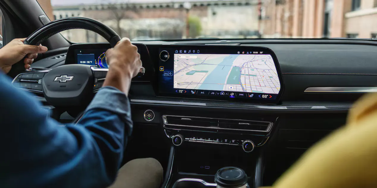 The front dash of a chevy traverse.