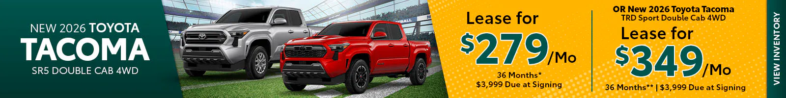 New 2026 Toyota Tacoma SR5 Double Cab 4WD OR New 2026 Toyota Tacoma TRD Sport Double Cab 4WD
