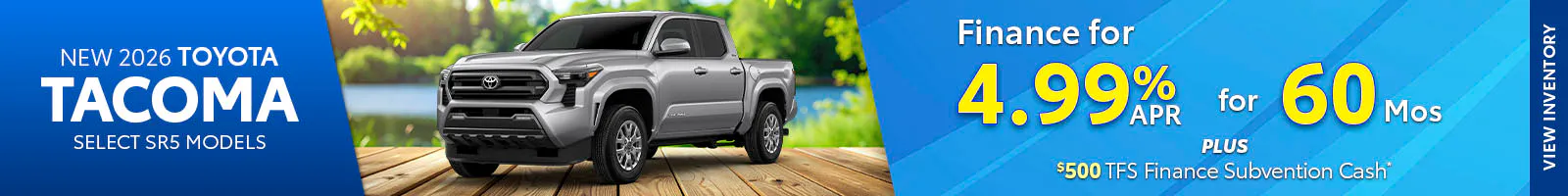 New 2026 Toyota Tacoma Select SR5 Models