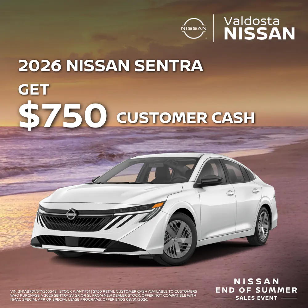 2026 Nissan Sentra $750 Customer Cash | Valdosta Nissan
