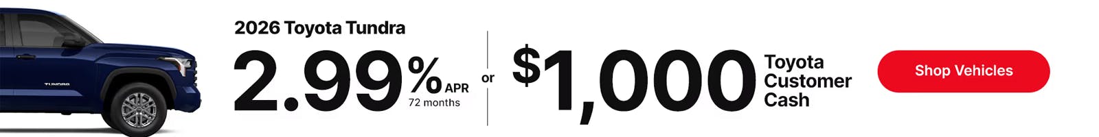 2026 Toyota Tundra 2.99 or $1000 off